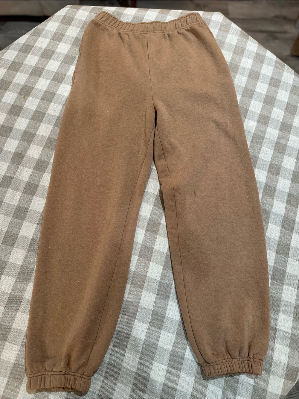 PRETTYLITTLETHING High Waist Cuffed Brown Jogger Pants- Small